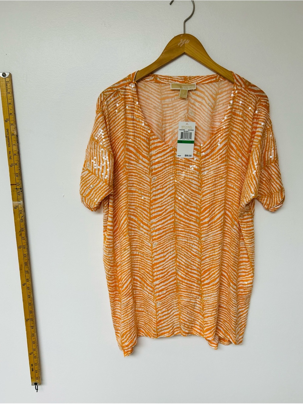 MICHAEL Michael Kors Orange Zebra-Print Sequin V-Neck Tunic